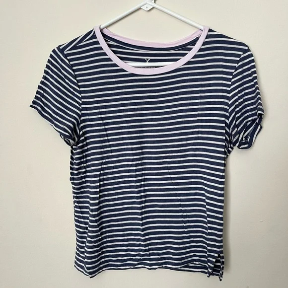 American Eagle Striped T-Shirt Size Medium - Picture 1 of 6